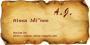 Alexa János névjegykártya